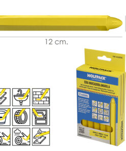 Cera Marcadora Amarilla (Caja 12 Piezas) Cera Trazadora, Marcador Industrial, Marcador Metal, Marcador Piedras