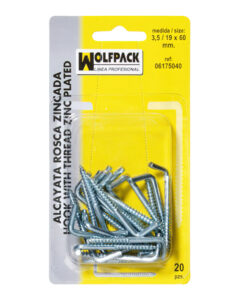 Alcayatas Rosca Zincada  4,0 / 20x80 mm. (Blister 15 Piezas)