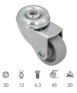 Rueda Domestica Ø 30 mm. Agujero Pasante Ø 6,3 mm.