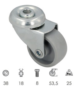 Rueda Domestica Ø 38 mm. Agujero Pasante Ø 8 mm.