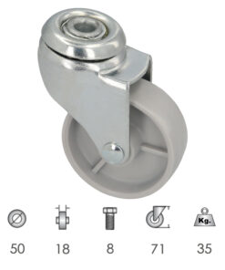 Rueda Domestica Ø 50 mm. Agujero Pasante Ø 8 mm.