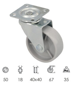 Rueda Domestica Ø 50 mm. Con Placa 40x40 mm.