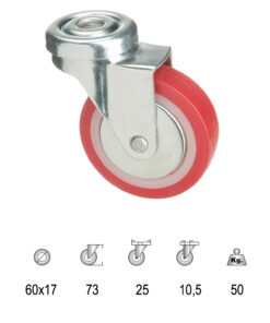 Rueda Poliuretano Pasante 60 mm.