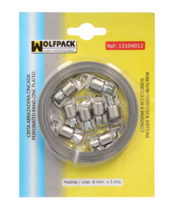 Cinta Abrazadera  cortar Zincada   8 mm.  x 3 m. con 8 tornillos Abrazadera Metalica de Tornillo, Abrazadera Sin Fin