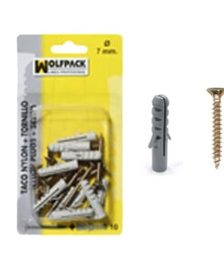 Taco Nylon+Tirafondo  10 mm. ( 5 Piezas)