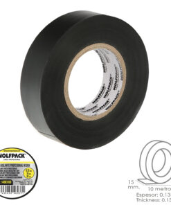 Cinta Aislante Profesional Negra Espesor 0.13 mm. Ancho 15 mm. Rollo 10 Metros Cinta Electricista, Cinta Aislante Cables