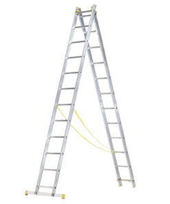 Escalera Aluminio 2 Tramos 12+12 Peldaños. Plegable, Antideslizante, Resistente