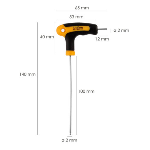 Llave Allen Con Bola Mango Bimaterial "Soft Touch" Forma T 2,0 mm. Acero Cromo Vanadio, Destornillador allen, llave hexagonal - Imagen 3