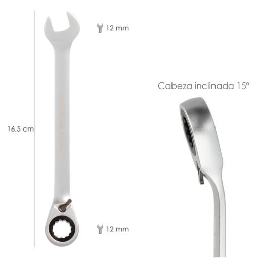 Llave Combinada Con Carraca 12 mm. DIN 3113 - Imagen 3