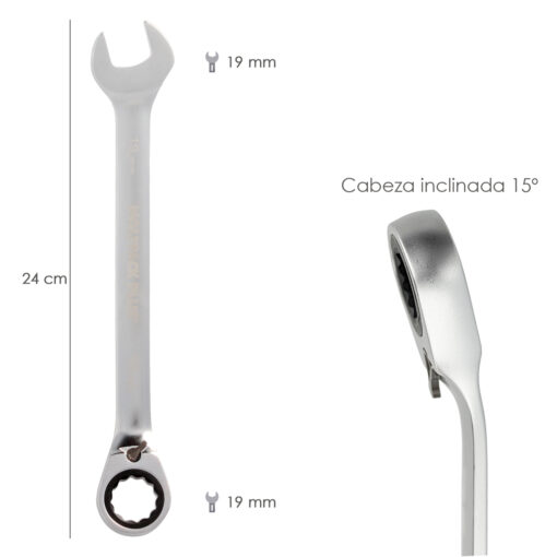 Llave Combinada Con Carraca 19 mm. DIN 3113 - Imagen 3