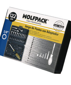Juego Puntas con Destornillador 1/4" 122 Pzs. Con Apadtador. Cromo Vanadio, Kit Llave Combinada, Kit Carraca,