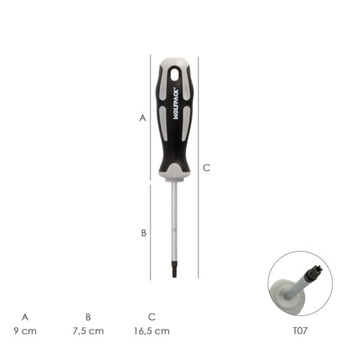 Destornillador Torx Inviolable Acero S2 Mango TPR Bimaterial. Medida T07 x Ø 3,0 x 75 mm. - Imagen 3