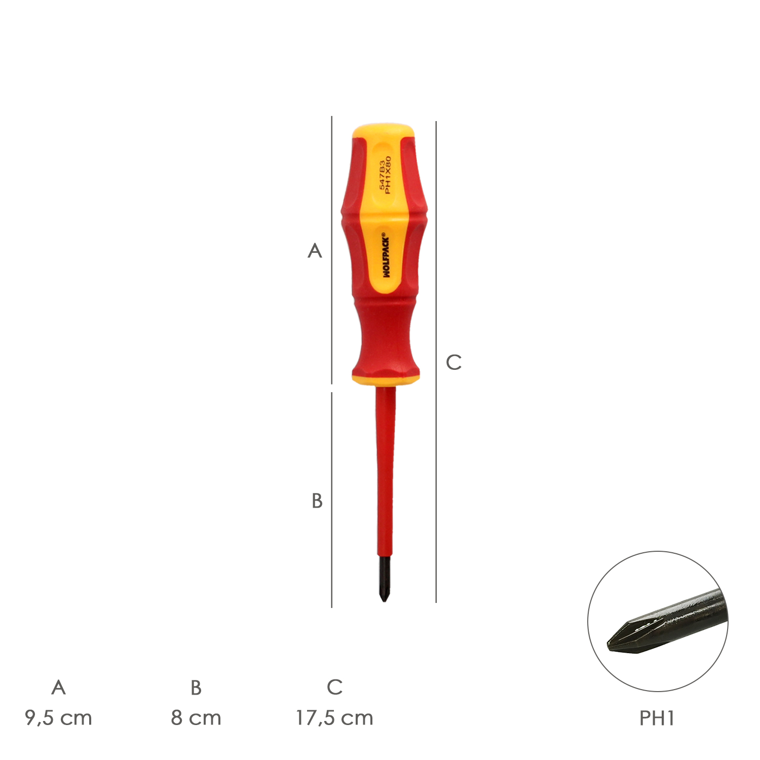 Destornillador Phillips Aislado Certificado VDE 1.000 V. Medida PH 1 - 4,5 x 80 mm. Destornillador Seguridad Electricista - Imagen 3
