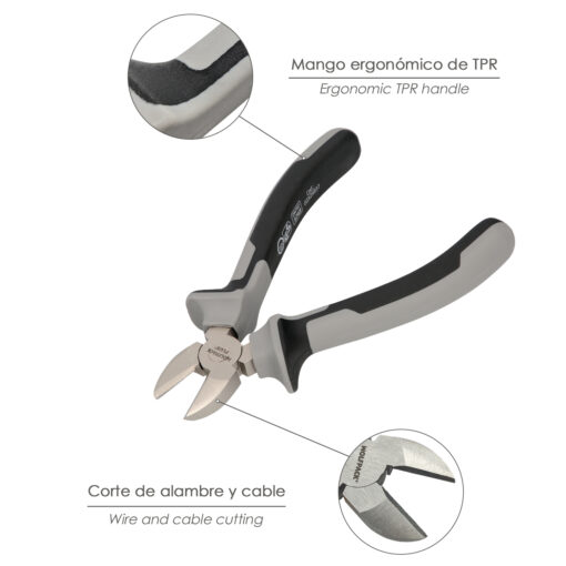 Alicates Corte Diagonal 175 mm. Acero Cromo Vanadio DIN-ISO 5749  Pelacables, Corta Cables, Pelador Cables - Imagen 4