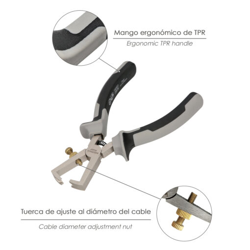 Pelacables 175 mm. acero Cromo Vanadio DIN-ISO 8979 Corta Cables, Pelador Cables, Cortador De Cables. - Imagen 4