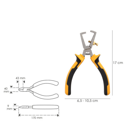 Alicates Pelacables 150 mm. Acero DIN 5745 Pelacables, Corta Cables, Pelador Cables, - Imagen 3