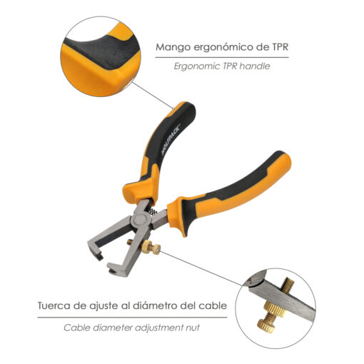 Alicates Pelacables 150 mm. Acero DIN 5745 Pelacables, Corta Cables, Pelador Cables, - Imagen 4