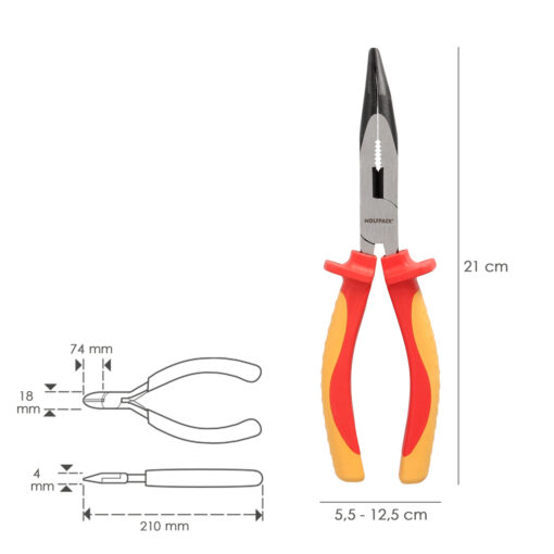 Alicates Boca Curva 200 mm. Mangos Aislados Acero Cromo Vanadio Pelacables, Corta Cables, Pelador Cables - Imagen 3