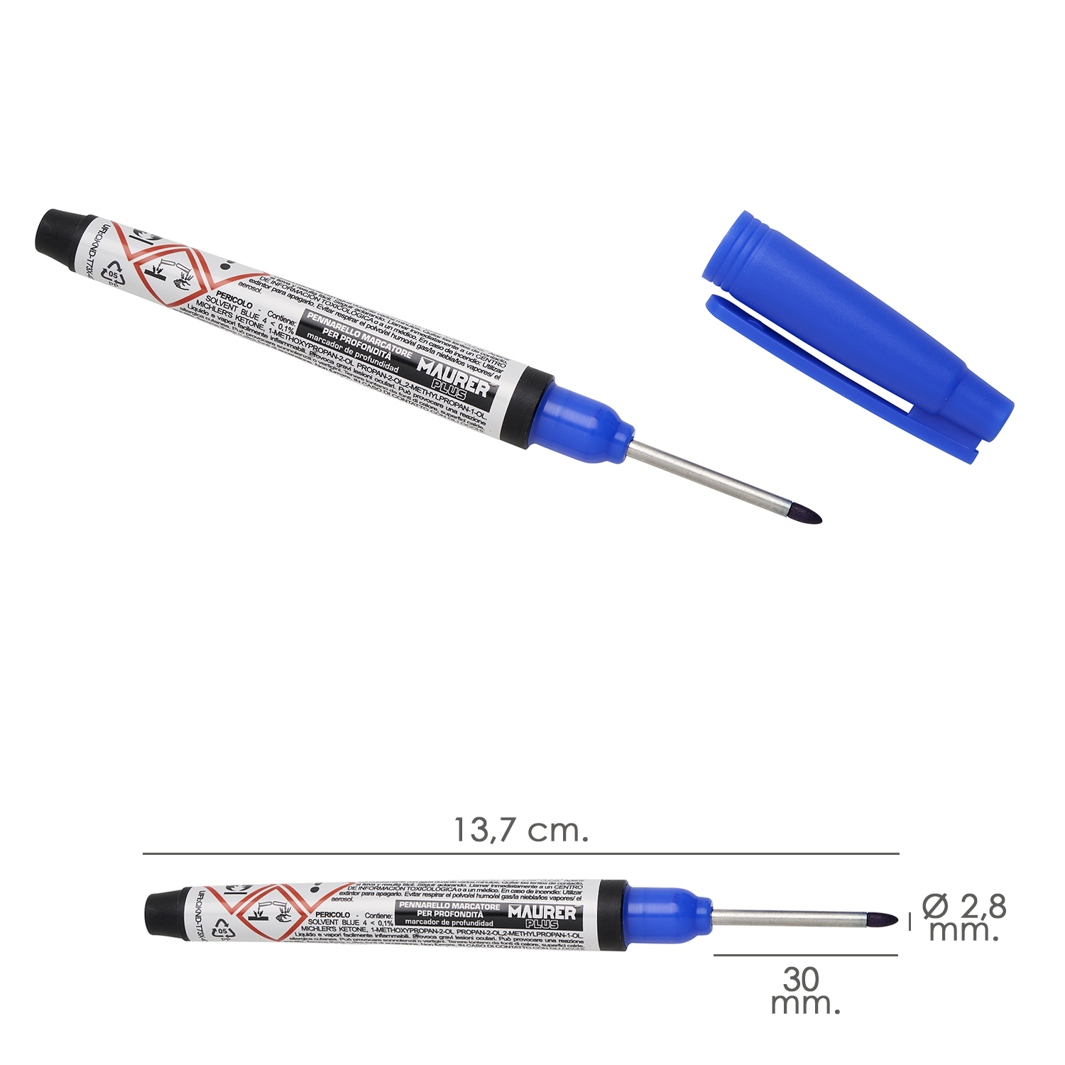 Rotulador Marcador Punta Larga Azul, Marcador Agujeros Profundos, Marcador Zonas Dificil Acceso, Trazador, Rotulador Obras, - Imagen 3