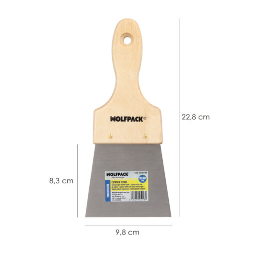 Espatula Techos Mango Madera Hoja Acero 90 x 100 mm. Espatula Yeso, Espatula Pintor, Espatula Masillas, Espatula Pladur, etc. - Imagen 3