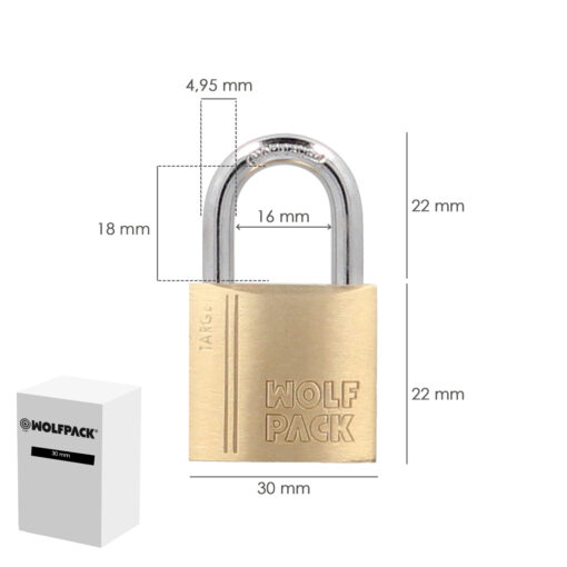Candado Laton Arco Normal 30 mm. Serie Target. Arco Endurecido. Candado Maletas, Candado Taquillas, Candado Puertas - Imagen 3