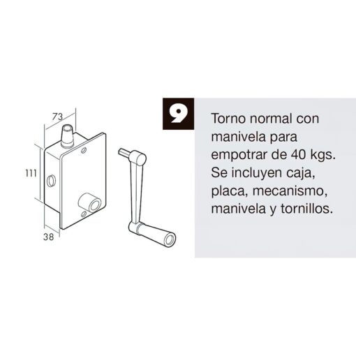 Torno Elevacion Persiana Empotrar Aluminio - Imagen 5