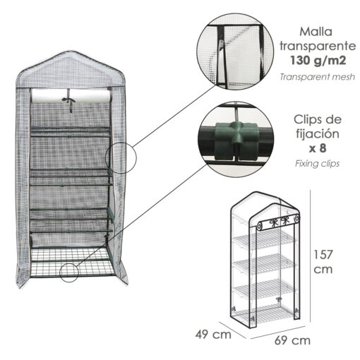 Invernadero Portatil Pvc 4 Niveles 157 cm. - Imagen 3