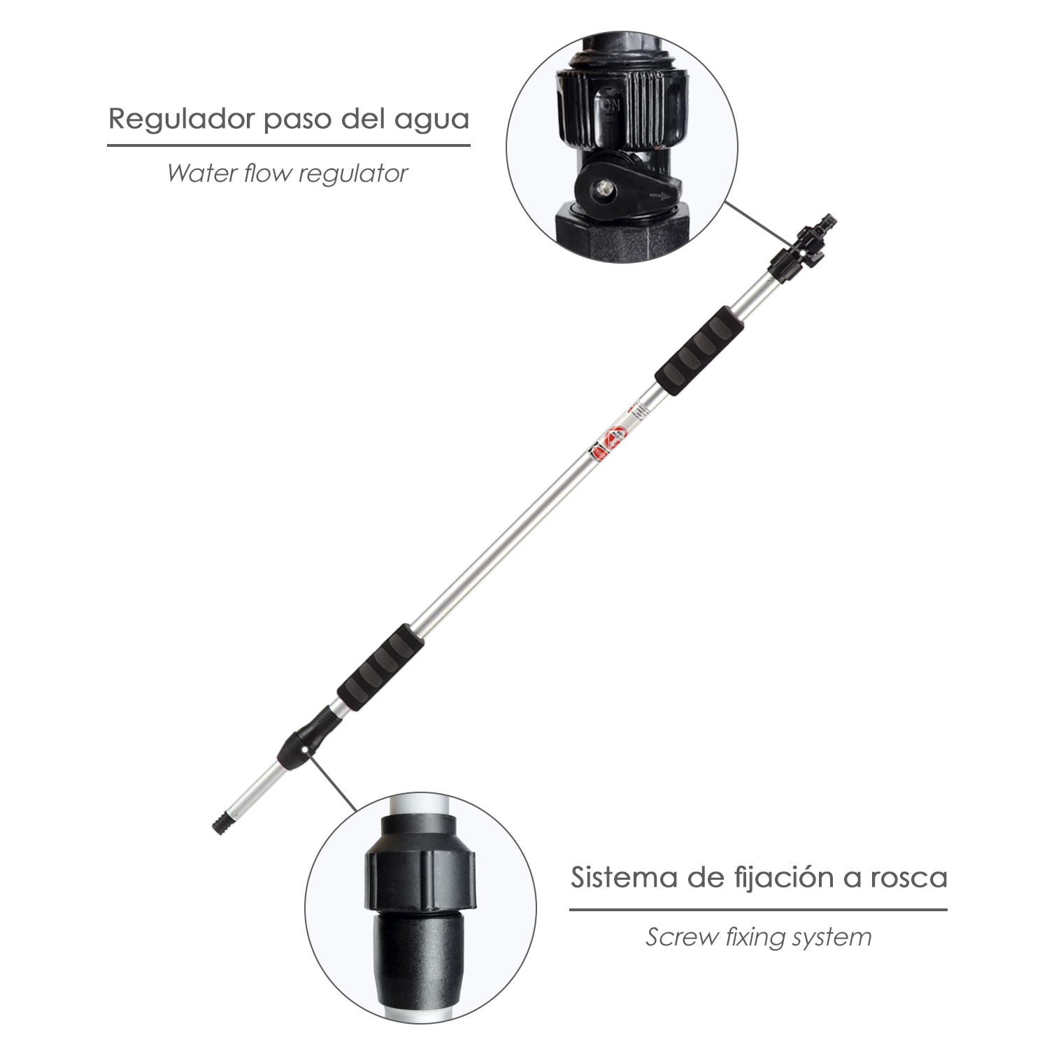 Mango Metalico Aluminio Para Cepillo Lavacoches. Medida de 100 a 150 cm . - Imagen 4