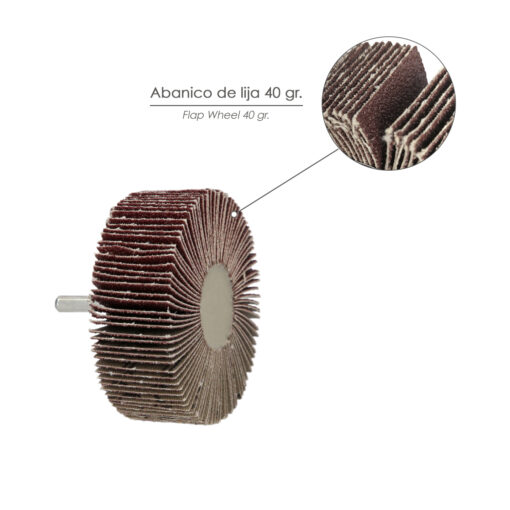 Abanico Lija Grano 40 Medida Ø 60 x 30 mm. Disco Abrasivo Laminas, Ruedas Mil Hojas, Ruedas Abrasivas,Lijado,Desbaste,Pulir - Imagen 4