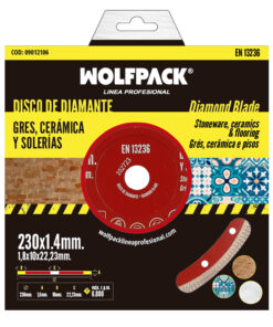 Disco Diamante Ø 230 mm. Porcelanicos, Gres, Ceramica, Solerias. Segmento Diamantado 10 mm.
