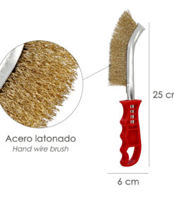 Alternative view of Cepillo Acero Latonado Mango Rojo 25 cm. cepillo Eliminación Oxido, Pintura, Pulido De Metales.