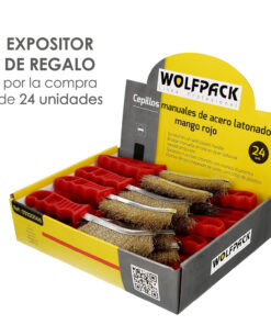 Cepillo Acero Latonado Mango Rojo 25 cm. cepillo Eliminación Oxido, Pintura, Pulido De Metales.