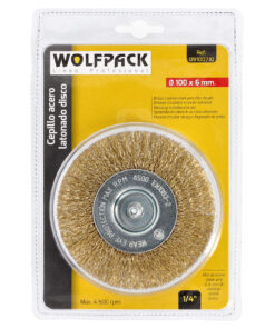 Cepillo Acero Latonado Para Taladro. Disco Ø 100 mm. Espiga 1/4" Cepillo Taladro Alambre Latón, Cepillo Limpieza, Cepillo Pulir.