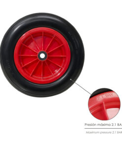 Rueda Carretilla Invernadero Poliuretano Impinchable Llanta Plástico, Ø 360 mm. Eje Ø 20 mm.