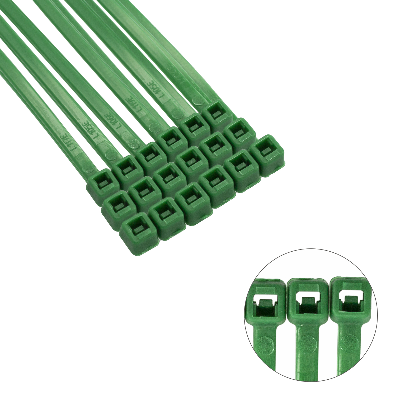 Brida Nylon 100%. Color Verde 3,6 x 200 mm. Bolsa 100 Unidades. Abrazadera Plastico, Organizador Cables, Alta Resistencia - Imagen 3