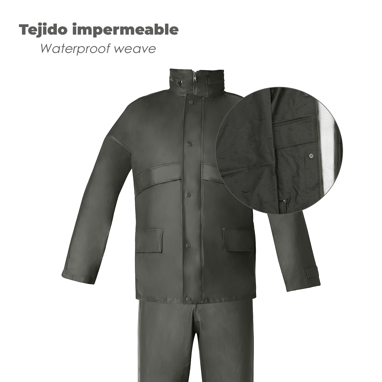 Traje de Agua Impermeable Verde Poliuretano Talla 7-L - Imagen 5