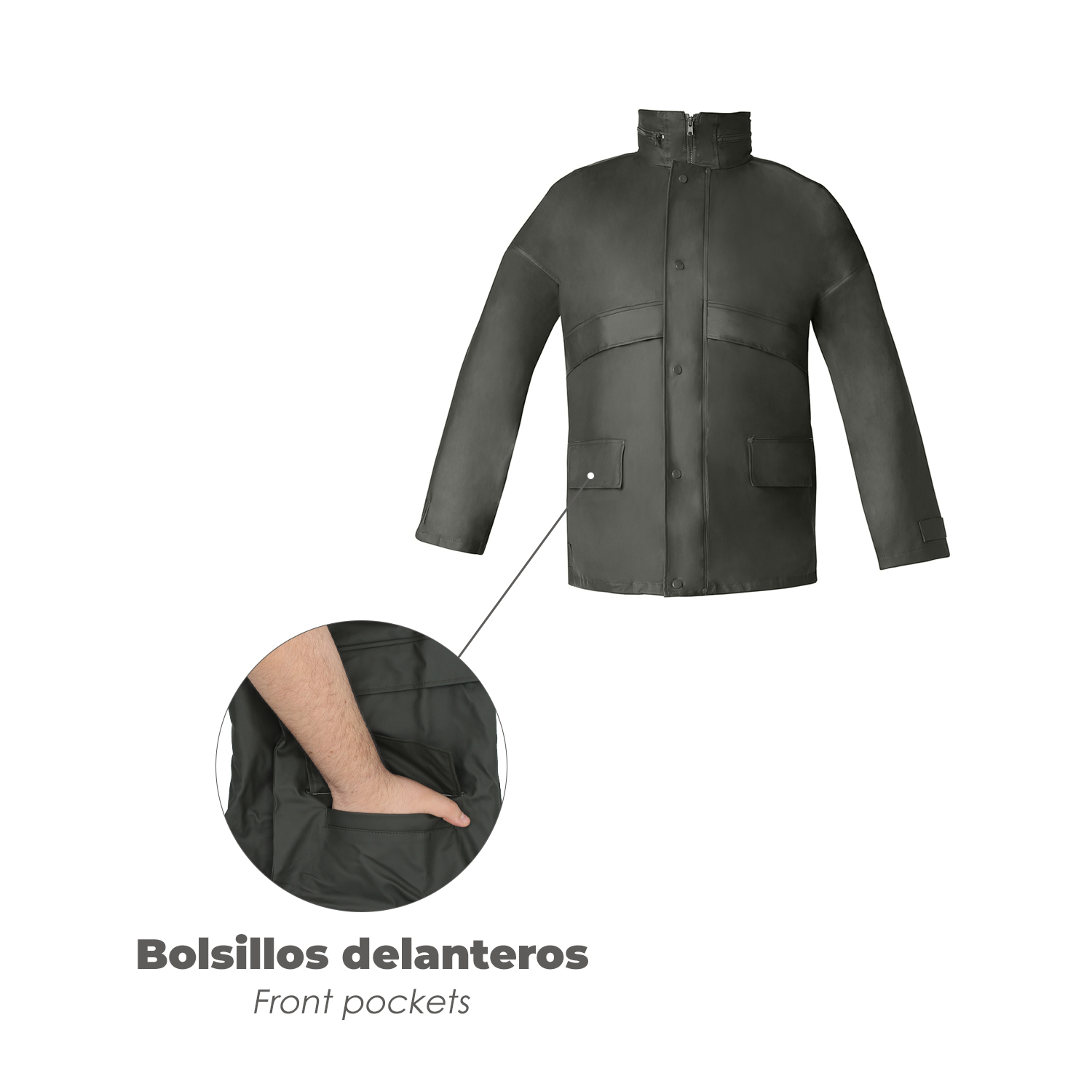 Traje de Agua Impermeable Verde Poliuretano Talla 7-L - Imagen 6