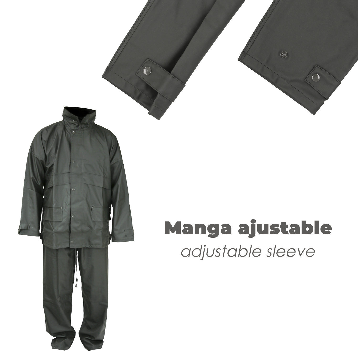 Traje de Agua Impermeable Verde Poliuretano Talla 7-L - Imagen 7