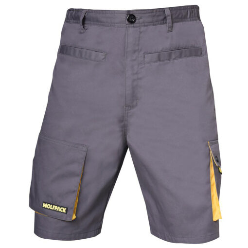 Pantalones Cortos DeTrabajo, Multibolsillos, Resistentes, Gris/Amarillo Talla 46/48 L - Imagen 2