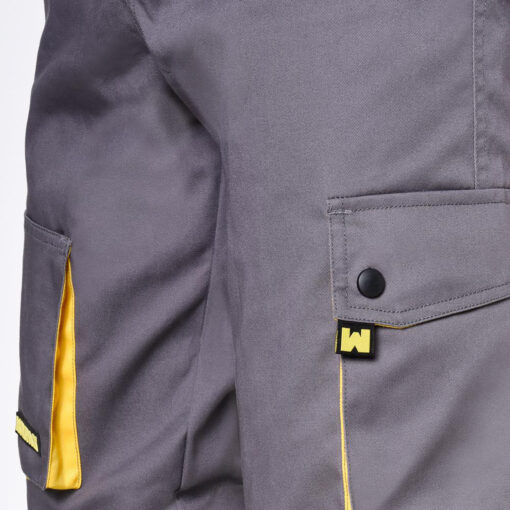 Pantalones Cortos DeTrabajo, Multibolsillos, Resistentes, Gris/Amarillo Talla 46/48 L - Imagen 3