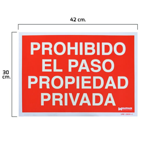 Cartel Prohibido El Paso Propiedad Privada 30x42 - Imagen 2