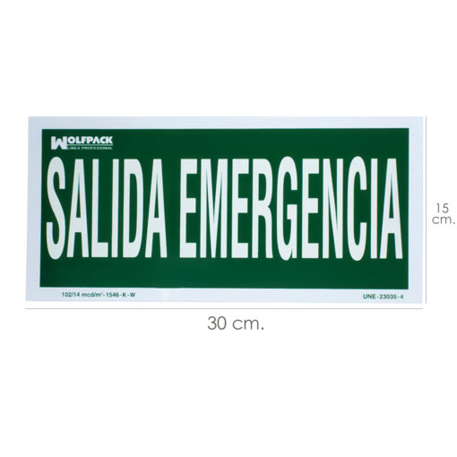 Cartel Salida De Emergencia 15x30 cm. - Imagen 2