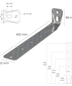Alternative view of Soporte Para Madera Con Angulo Reforzado 65x88x450 mm. Conector Angular, Escuadra Fijación, Zapata Madera Soporte Pergola Madera