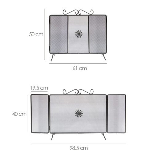 Pantalla Chimenea 98,5 x 50 (Alt) cm. Salvachispas, Protector Chimenea, Protector Rejilla Chimenea. - Imagen 3