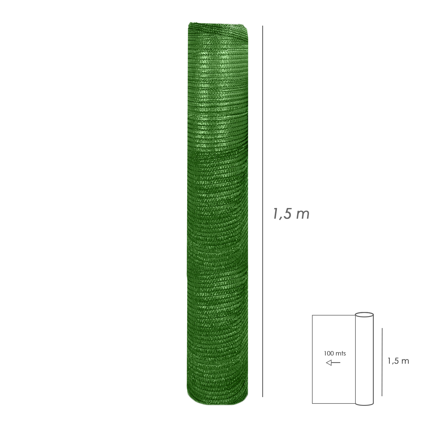 Malla Sombreo 1,5 metros Verde Rollo 100 metros - Imagen 2