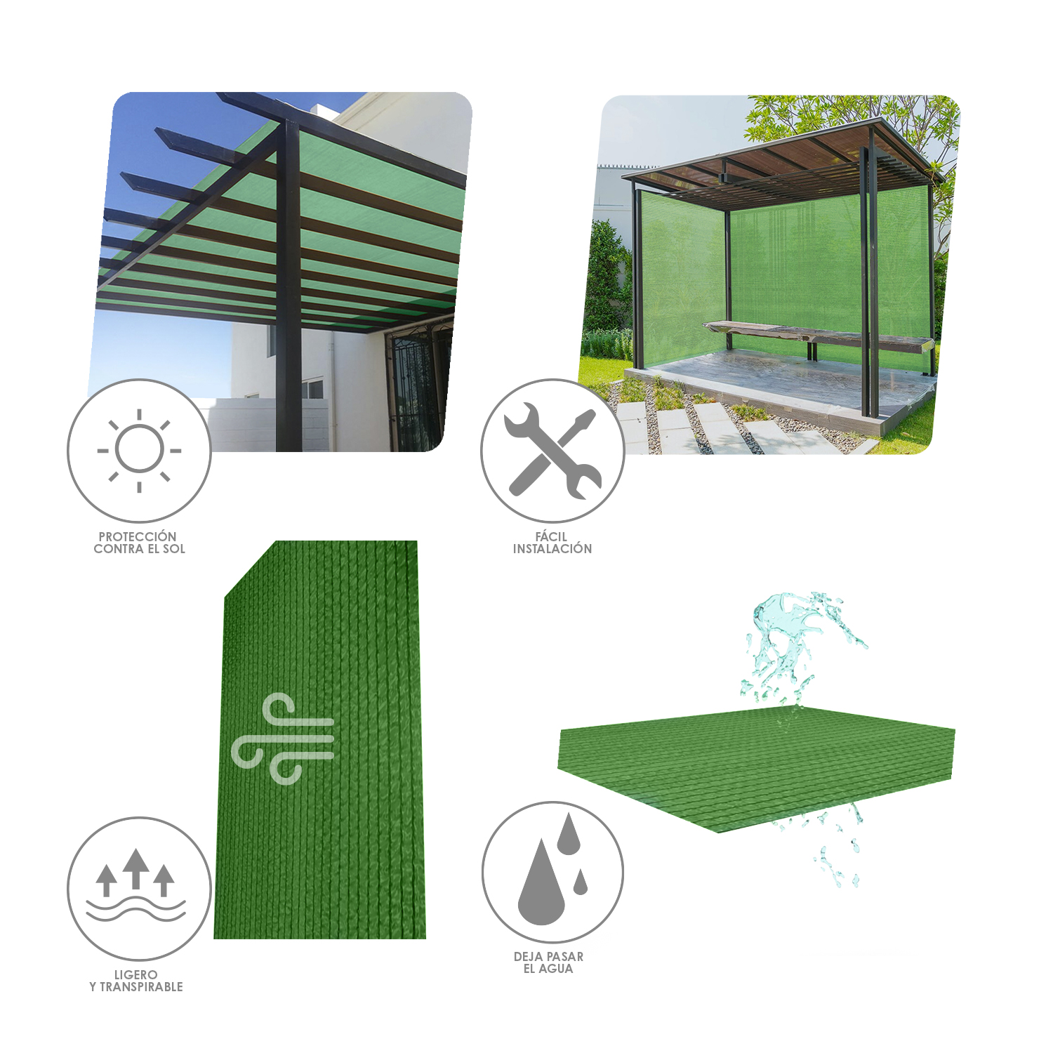 Malla Sombreo 4,0 metros Verde Rollo 100 metros - Imagen 3