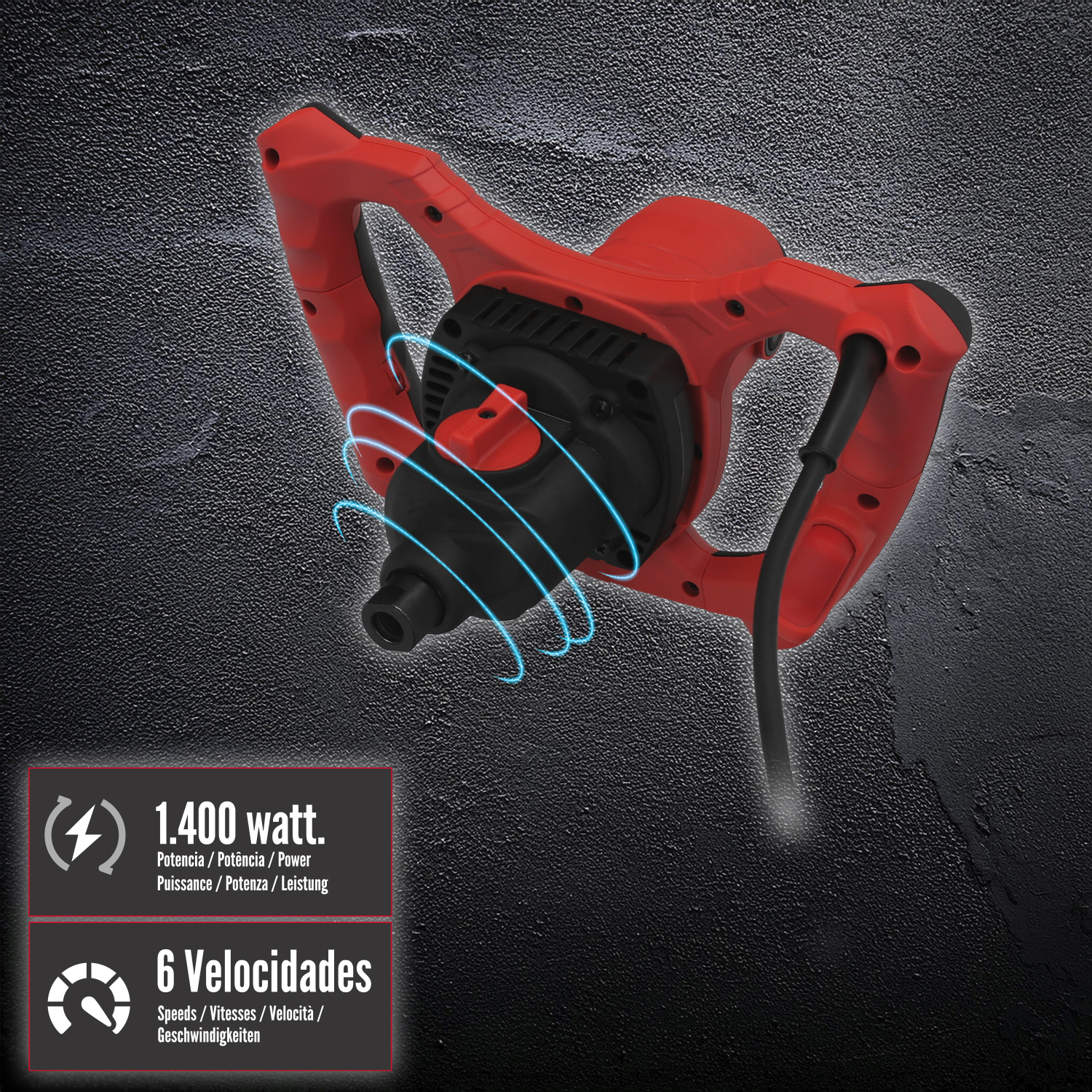 Mezclador Eléctrico 1400 Watt 6 Velocidades Con Variador de Potencia - Imagen 3