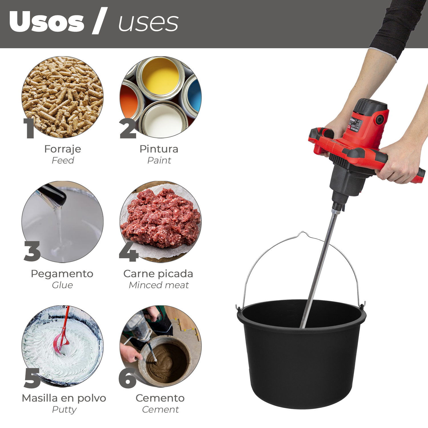 Mezclador Eléctrico 1400 Watt 6 Velocidades Con Variador de Potencia - Imagen 6