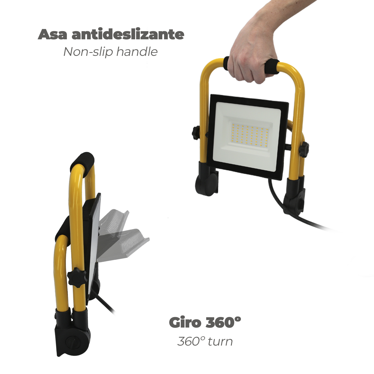 Foco Led Plano 100 Watt / 4000 K / IP 65 / 8000 lúmenes. Con Asa De Transporte. - Imagen 3