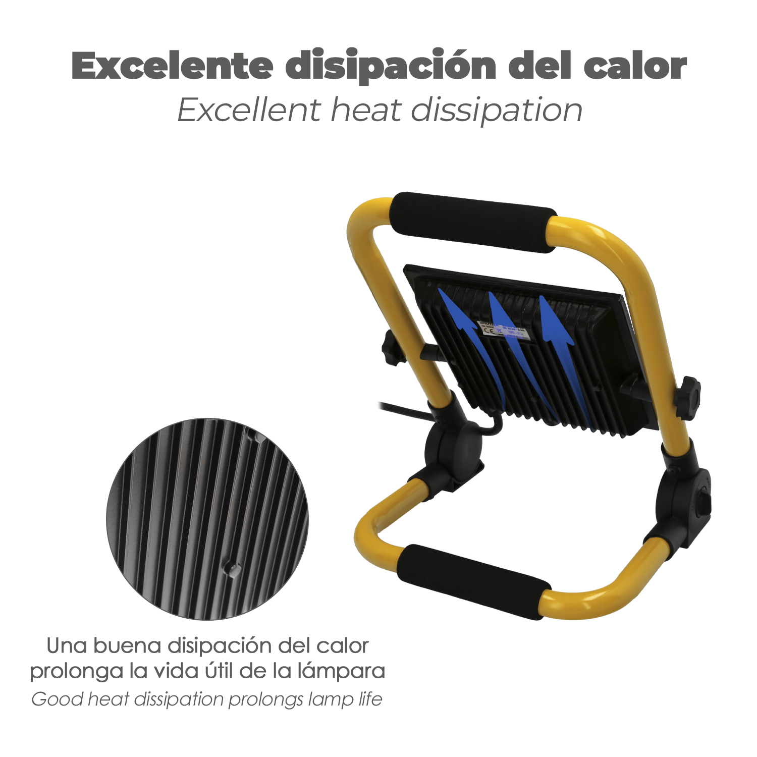 Foco Led Plano 100 Watt / 4000 K / IP 65 / 8000 lúmenes. Con Asa De Transporte. - Imagen 4